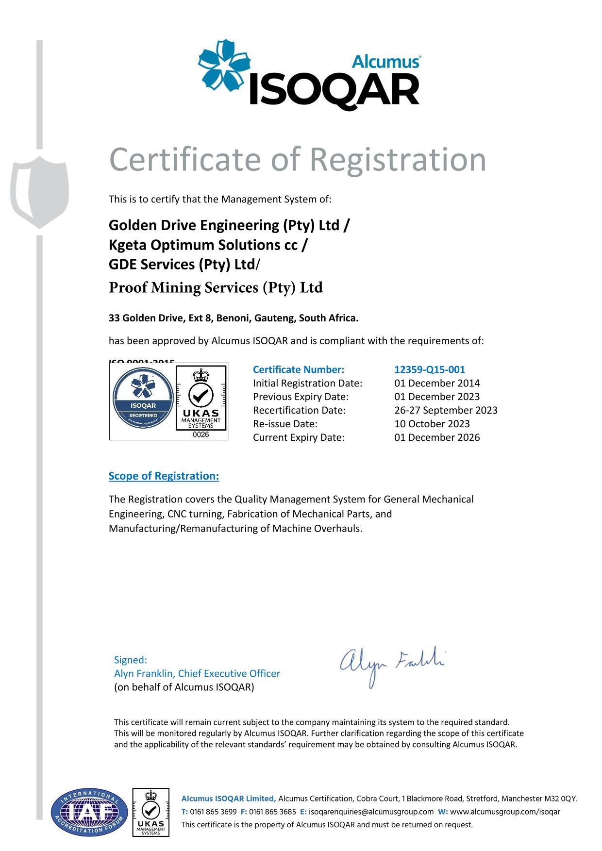 iso qar certificate
